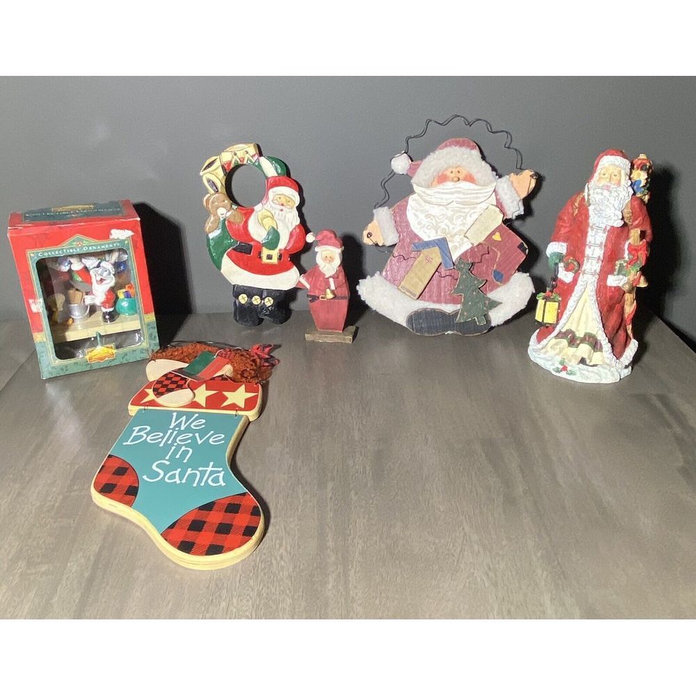 Mixed Lot of  Christmas‎ Holiday Decor Ornaments, Santa, Stocking Lot Of 6